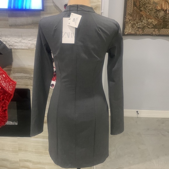 NWT‎ Zara Gray Cut Out Houndstooth Dress. Size S - Picture 6 of 10